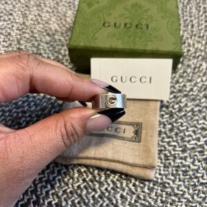 Gucci Silver Ring with Engraved Logo